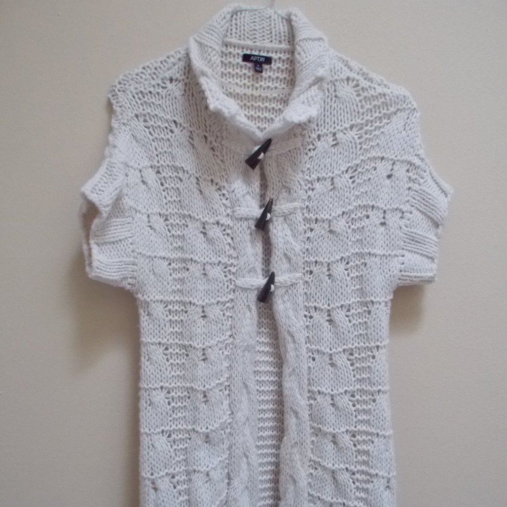 Cream Colored Short Sleeve Long Sweater
